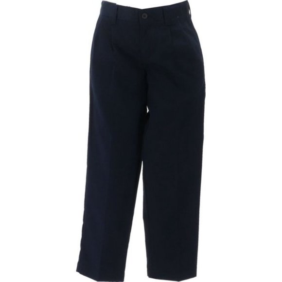 NWT LANDS' END BOY'S IRON KNEE PLEATED CHINO PANTS BLACK 4 - Picture 1 of 11